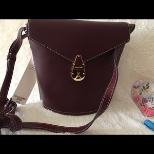 Calvin Klein Lock Leather Bucket Bag